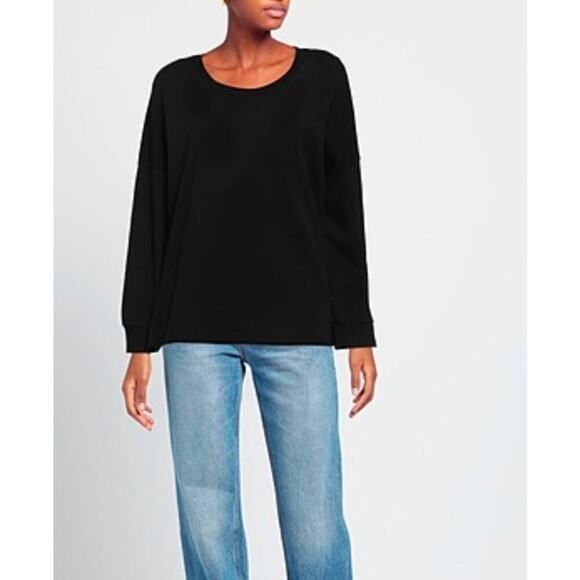 Lanston women's sweatshirt black NWT Size Small Athleisure Cozy Travel top - Picture 2 of 11